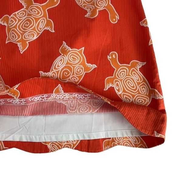 LILLY PULITZER WHITE LABEL Y2K SEA TURTLE SEERSUCKER SCALLOP HEM MINI SKIRT - Picture 6 of 13